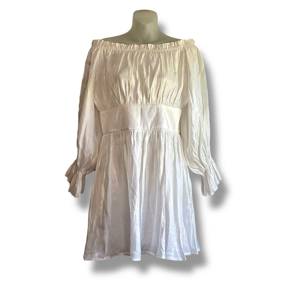 AREA Stars taffeta peasant off the shoulder mini dress NWT - Picture 2 of 8